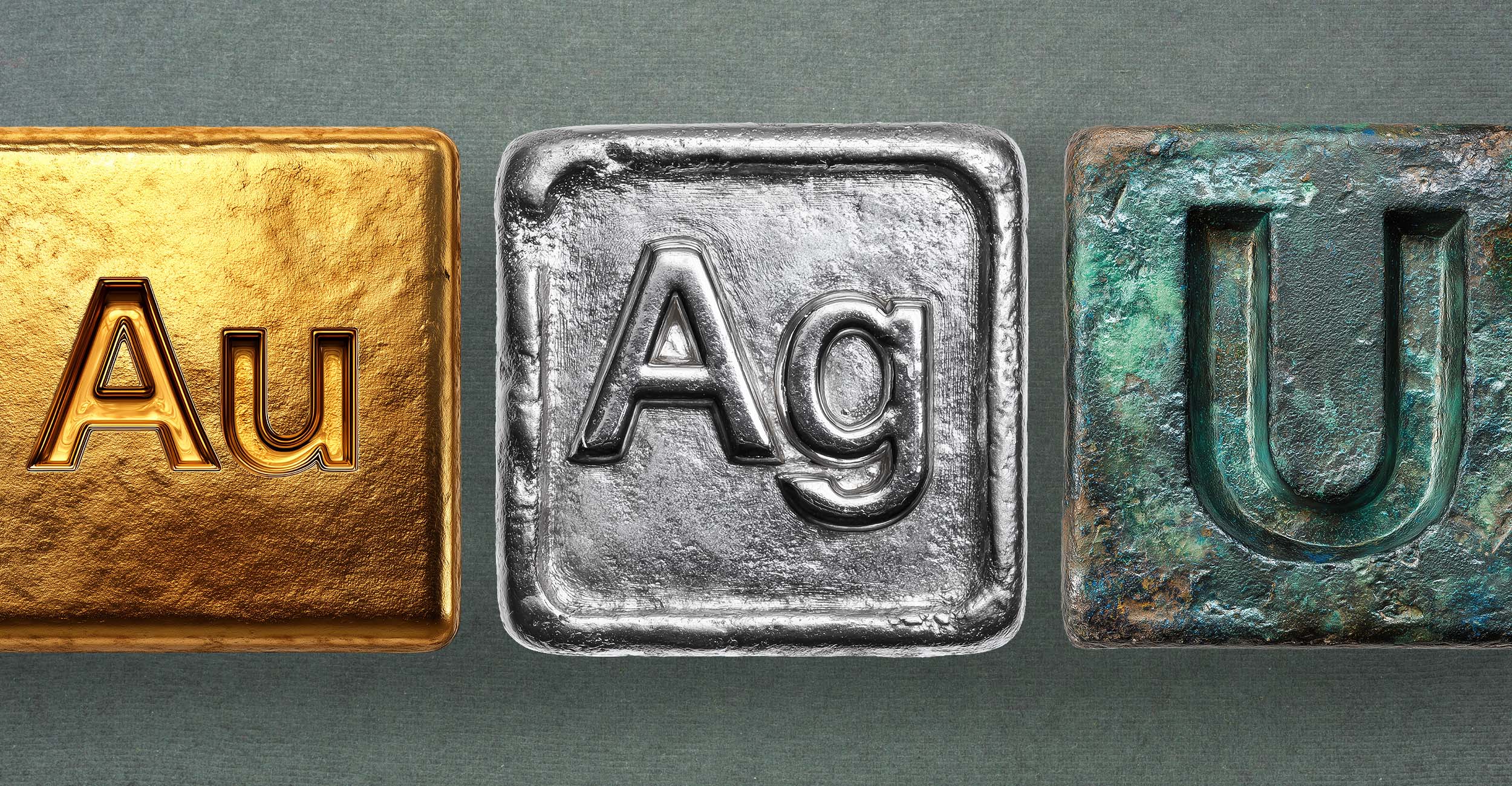 Ic&ocirc;nes d'&eacute;l&eacute;ments p&eacute;riodiques &ndash; argent, or et uranium